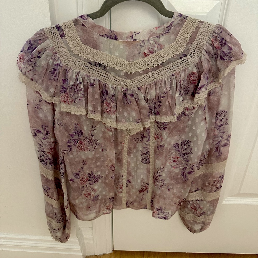 LoveShackFancy Silk Floral Blouse - Picture 3 of 6